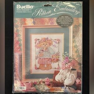 Bucilla Ribbon Embroidery 40975 Mrs. Teddy 1994 NWT kit.